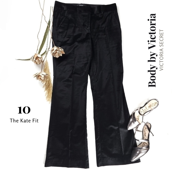 BODY by Victoria Black Velour Flared Trouser Kate fit Sz 10 - Picture 1 of 9